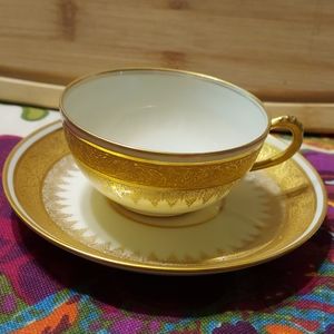 Limoges gold trim tea cup & saucer